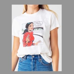 RE/DONE  'Wait The Champagne' Short Sleeved Tee in Vintage White - S